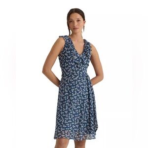 Ralph Lauren Floral Ruffle Trim Georgette Dress
